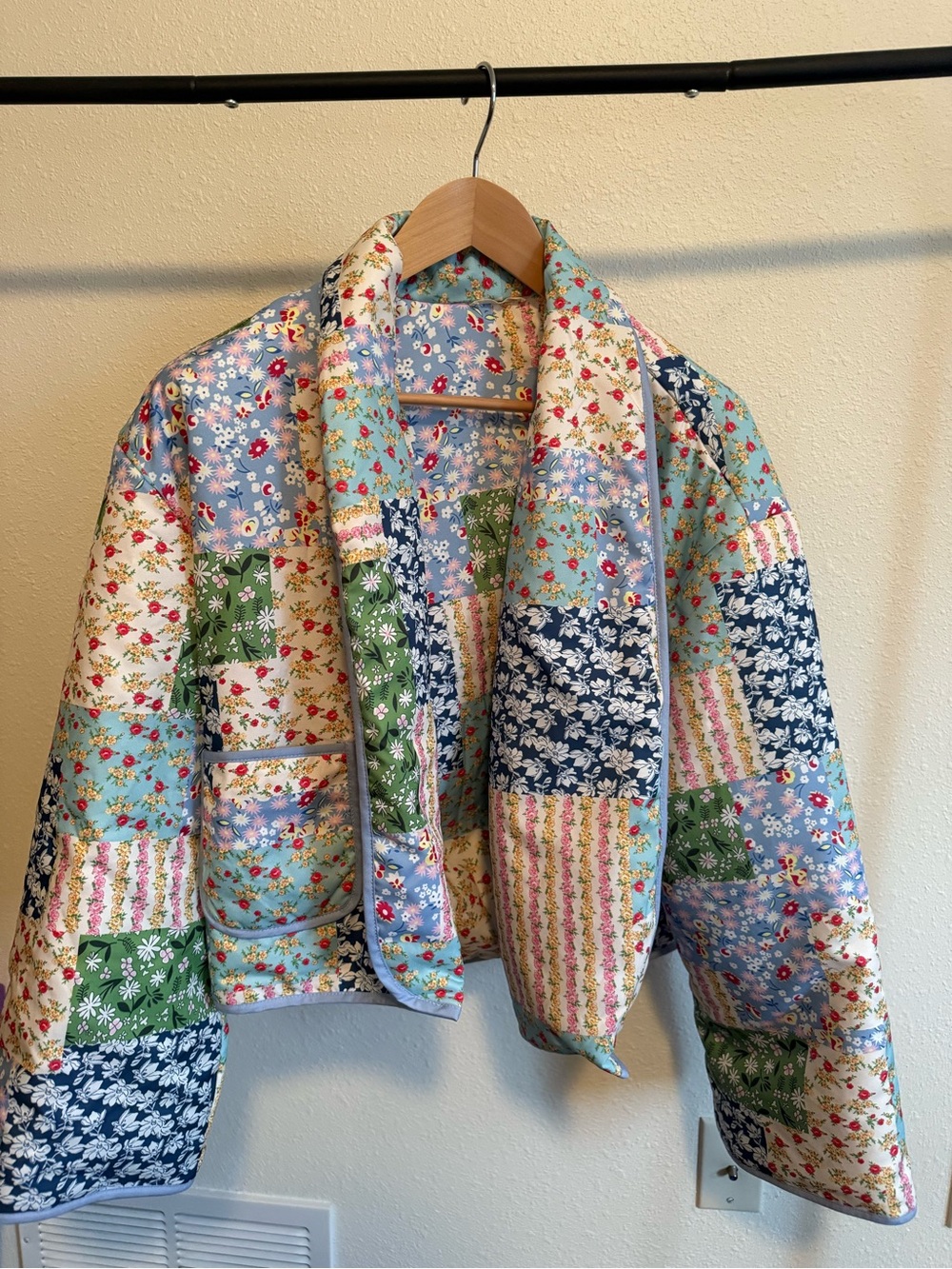 Patchwork Floral Quilted Jacket - Multicolor